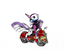 Size: 2629x2034 | Tagged: safe, artist:seriff-pilcrow, artist:tillie-tmb, color edit, edit, twilight velvet, pony, unicorn, fanfic:spectrum of lightning, series:daring did tales of an adventurer's companion, colored, colored sketch, helmet, motocross outfit, motorcycle, solo, traditional art