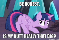 Size: 600x411 | Tagged: safe, edit, edited screencap, screencap, twilight sparkle, twilight sparkle (alicorn), alicorn, pony, the beginning of the end, impact font, plot, solo