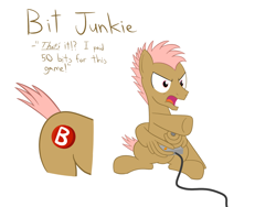 Size: 1600x1200 | Tagged: safe, artist:mightyshockwave, oc, oc:bit junkie, pony, controller, feather fingers, gamer, pointing, video game, wing hands, wingers, wings