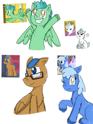 Size: 1280x1707 | Tagged: safe, artist:princessmuffinart, cloudy winds, cotton chip, fast break, kersplash, trusty splendor, earth pony, pegasus, pony, once upon a zeppelin, rainbow roadtrip, school raze, viva las pegasus, baby, baby pony, background pony, cute, female, foal, glasses, las pegasus resident, looking at you, male, mare, one eye closed, screencap reference, simple background, stallion, unshorn fetlocks, white background, wink