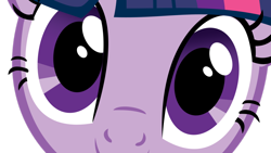 Size: 900x506 | Tagged: safe, twilight sparkle, pony, unicorn, adorable face, close-up, cute, extreme close up, eyelashes, female, looking at you, mare, simple background, smiling, solo, staring into your soul, too close, white background