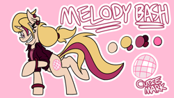 Size: 3840x2160 | Tagged: safe, artist:cowsrtasty, oc, oc:melody bash, pony, reference sheet, solo