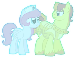 Size: 911x709 | Tagged: safe, artist:starryoak, oc, oc only, oc:sunburst, oc:tulip truly, ghost, ghost pony, pegasus, pony, alternate universe, armor, female, hat, male, miracleverse, nurse, pegasus oc, simple background, transparent background, unshorn fetlocks, wings