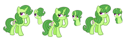 Size: 5760x1944 | Tagged: safe, artist:thecheeseburger, oc, oc only, oc:clover blossom, pony, unicorn, antagonist, design, female, green hair, green pony, mare, simple background, smug, transparent background