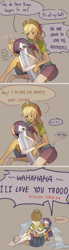 Size: 998x3600 | Tagged: safe, artist:tcn1205, applejack, rarity, equestria girls, ..., comic, crying, cute, drama queen, female, jackabetes, lesbian, marshmelodrama, pat, pillow, raribetes, rarijack, shipping, wahaha