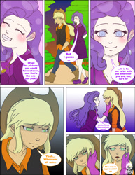 Size: 1280x1656 | Tagged: safe, artist:sayohyou, applejack, rarity, equestria girls, comic, female, lesbian, rarijack, shipping