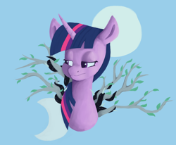 Size: 2432x2002 | Tagged: safe, artist:laptopdj, twilight sparkle, pony, unicorn, bust, lineless, moon, portrait, solo