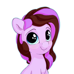 Size: 3600x3600 | Tagged: safe, alternate version, artist:bobdude0, oc, oc only, oc:violet rose, earth pony, pony, blue eyes, brown mane, bust, commission, cute, female, filly, happy, pink mane, portrait, simple background, smiling, solo, transparent background, two colour hair, young