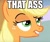 Size: 920x768 | Tagged: safe, derpibooru import, edit, edited screencap, editor:anonycat, screencap, applejack, earth pony, pony, caption, dat butt, image macro, meme, solo, text, vulgar