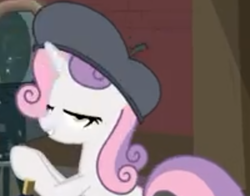 Size: 400x313 | Tagged: safe, screencap, sweetie belle, pony, unicorn, growing up is hard to do, beret, cropped, female, hat, older, older sweetie belle, solo