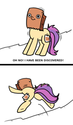 Size: 700x1200 | Tagged: safe, artist:paperbagpony, oc, oc:paper bag, earth pony, pony, comic, jumping, nervous, paper bag