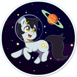 Size: 1998x2000 | Tagged: safe, artist:doctor-g, seven seas, star dancer, earth pony, pony, my little pony: the manga, female, hairpin, mare, planet, planetary ring, solo, space, space pony, stars, wingding eyes