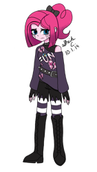 Size: 1280x2276 | Tagged: safe, artist:iamsheila, pinkie pie, equestria girls, choker, ear piercing, earring, goth, jewelry, piercing, pinkamena diane pie, unhappy