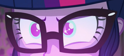 Size: 1024x466 | Tagged: safe, screencap, sci-twi, twilight sparkle, equestria girls, friendship games, cropped, eye reflection, glasses, reflection, solo