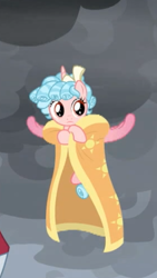 Size: 253x450 | Tagged: safe, screencap, cozy glow, lord tirek, alicorn, pony, the ending of the end, alicornified, clothes, cloud, cloudy, cozycorn, cropped, female, filly, horn, leak, race swap, robe, solo focus, wings