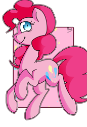 Size: 741x1078 | Tagged: safe, artist:snowolive, derpibooru import, part of a set, pinkie pie, earth pony, pony, abstract background, cutie mark, female, looking at you, mare, pinpoint eyes, simple background, smiling, solo, transparent background