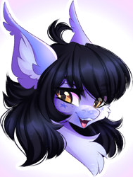 Size: 968x1280 | Tagged: safe, artist:airiniblock, oc, oc only, oc:mitzy, bat pony, pony, bat pony oc, big ears, bust, cheek fluff, chest fluff, ear fluff, looking at you, open mouth, rcf community, solo