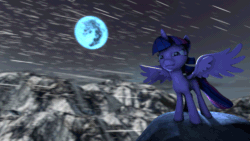 Size: 640x360 | Tagged: safe, artist:dazzion, twilight sparkle, twilight sparkle (alicorn), alicorn, pony, 3d, animated, full moon, gif, mare in the moon, moon, solo, source filmmaker
