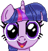 Size: 94x100 | Tagged: safe, artist:8-bitbrony, twilight sparkle, pony, avatar, bust, cute, female, looking at you, mare, open mouth, pixel art, simple background, smiling, solo, transparent background, twiabetes