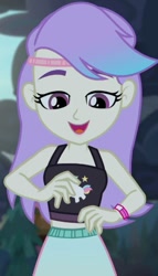 Size: 565x988 | Tagged: safe, screencap, snow flower, better together, equestria girls, let it rain, clothes, cropped, cute, exposed belly, female, looking down, midriff, sleeveless, solo, tanktop