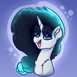 Size: 4000x4000 | Tagged: safe, artist:witchtaunter, oc, pony, unicorn, bust, commission, gradient background, portrait, smiling, solo