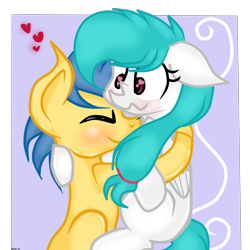 Size: 4000x4000 | Tagged: safe, artist:applerougi, oc, oc only, oc:cotton, oc:written shape, pegasus, pony, absurd resolution, female, hug, male, mare, stallion