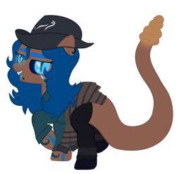 Size: 1548x1517 | Tagged: safe, artist:klewgcg, artist:rukemon, oc, oc only, oc:sidewinder, original species, pony, snake pony, bandage, base used, bedroom eyes, black sclera, boots, clothes, colored sclera, commission, ear piercing, earring, fangs, fedora, female, hat, jeans, jewelry, mare, open mouth, pants, piercing, raised hoof, raised leg, shirt, shoes, simple background, slit eyes, snake bites, snake eyes, snake tail, solo, sweater, tattoo, transparent background