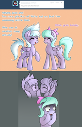 Size: 1000x1545 | Tagged: safe, artist:marikaefer, cloudchaser, flitter, pony, ask flitter and cloudchaser, female, incest, kissing, lesbian, pegacest, shipping, siblings, sisters, twincest, twins