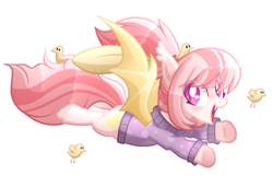 Size: 2285x1561 | Tagged: safe, artist:sugaryicecreammlp, oc, oc:ducky, bat pony, pony, clothes, duckling, female, mare, simple background, solo, sweater, transparent background