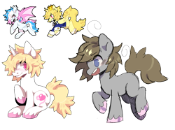 Size: 1173x873 | Tagged: safe, artist:oxy-diamond, oc, oc only, oc:digital dusk, alicorn, bat pony, earth pony, pony, unicorn