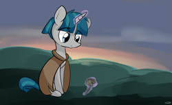 Size: 2325x1421 | Tagged: safe, artist:taurson, stygian, pony, unicorn, flower, male, sitting, smiling, solo, stallion