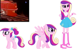 Size: 1200x759 | Tagged: safe, artist:morion87, screencap, pegasus, pony, equestria girls, pegasus cadance, train, younger