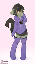 Size: 815x1477 | Tagged: safe, artist:hoodie, oc, oc only, oc:key, semi-anthro, bipedal, clothes, heart, hoodie, male, shorts, socks, solo