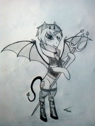 Size: 2448x3264 | Tagged: safe, artist:jameri beiz, oc, oc:drew dru, incubus, pony, unicorn, male, solo, traditional art