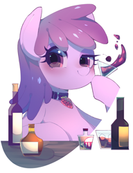 Size: 1524x1988 | Tagged: safe, artist:setoya, berry punch, berryshine, earth pony, pony, alcohol, drunk, female, glass, go home you're drunk, jewelry, looking at you, mare, necklace, simple background, solo, white background, wine, wine glass