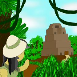 Size: 1000x1000 | Tagged: safe, artist:shoophoerse, daring do, pegasus, pony, atg 2019, jungle, newbie artist training grounds, solo, temple, vine