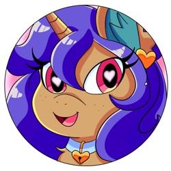 Size: 600x600 | Tagged: artist needed, safe, oc, oc:comet dawn, cat pony, original species, unicorn, collar, ear piercing, earring, jewelry, piercing