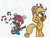 Size: 1803x1377 | Tagged: safe, artist:drquack64, derpibooru import, applejack, earth pony, pony, applejack's hat, bipedal, cowboy hat, crossover, guitar, hat, mario + rabbids kingdom battle, rabbid, rabbid mario, traditional art