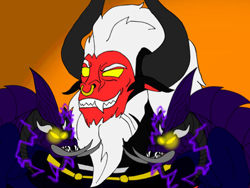 Size: 1024x768 | Tagged: safe, artist:kahnac, lord tirek, oc, oc:tiracian, season 9, spoiler:s09, alternate universe, fanfic, grin, poster, smiling, solo