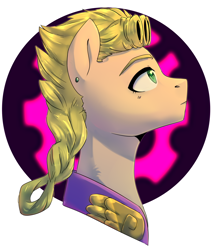 Size: 2000x2356 | Tagged: safe, artist:tigra0118, pony, anime, bust, crossover, giorno giovanna, jojo's bizarre adventure, ponified, portrait, solo