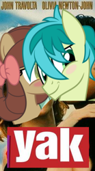 Size: 236x424 | Tagged: safe, edit, edited screencap, screencap, sandbar, yona, she's all yak, grease (musical), the brony show