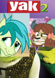 Size: 288x406 | Tagged: safe, edit, edited screencap, screencap, sandbar, yona, she's all yak, dreamworks, fionna, shrek, shrek 2, the brony show