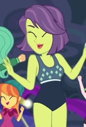 Size: 483x714 | Tagged: safe, screencap, garden grove, orange sunrise, victoria, better together, equestria girls, spring breakdown, all good (song), clothes, cropped, female, offscreen character, swimsuit