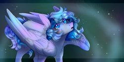 Size: 2256x1128 | Tagged: safe, artist:skimea, oc, oc:wave, pegasus, pony, female, looking up, mare, solo