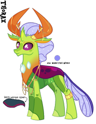 Size: 700x904 | Tagged: safe, artist:sweet-psycho-uwu, thorax, changedling, changeling, alternate design, jewelry, king thorax, simple background, solo, transparent background