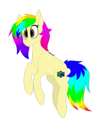 Size: 1401x1790 | Tagged: safe, artist:leaficun3, oc, oc:rainbowtashie, earth pony, pony, earth pony oc, floating, gift art, nintendo, rainbow