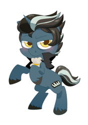 Size: 700x1000 | Tagged: safe, artist:yokokinawa, oc, oc:piano forte, unicorn, chibi, grumpy, male, simple background, stallion, transparent background, unshorn fetlocks