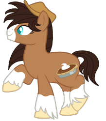 Size: 1182x1355 | Tagged: safe, artist:musical-medic, oc, oc:pecan pie, earth pony, pony, base used, female, hat, magical gay spawn, mare, offspring, parent:big macintosh, parent:trouble shoes, parents:troublemac, simple background, solo, transparent background