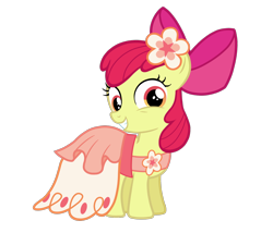 Size: 1600x1440 | Tagged: safe, artist:melodymute, apple bloom, pony, clothes, dress, female, filly, simple background, smiling, solo, transparent background