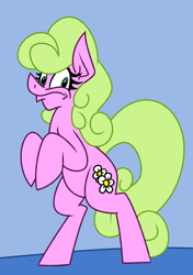 Size: 818x1163 | Tagged: safe, artist:cowsrtasty, daisy, flower wishes, earth pony, pony, bipedal, female, looking down, mare, scared